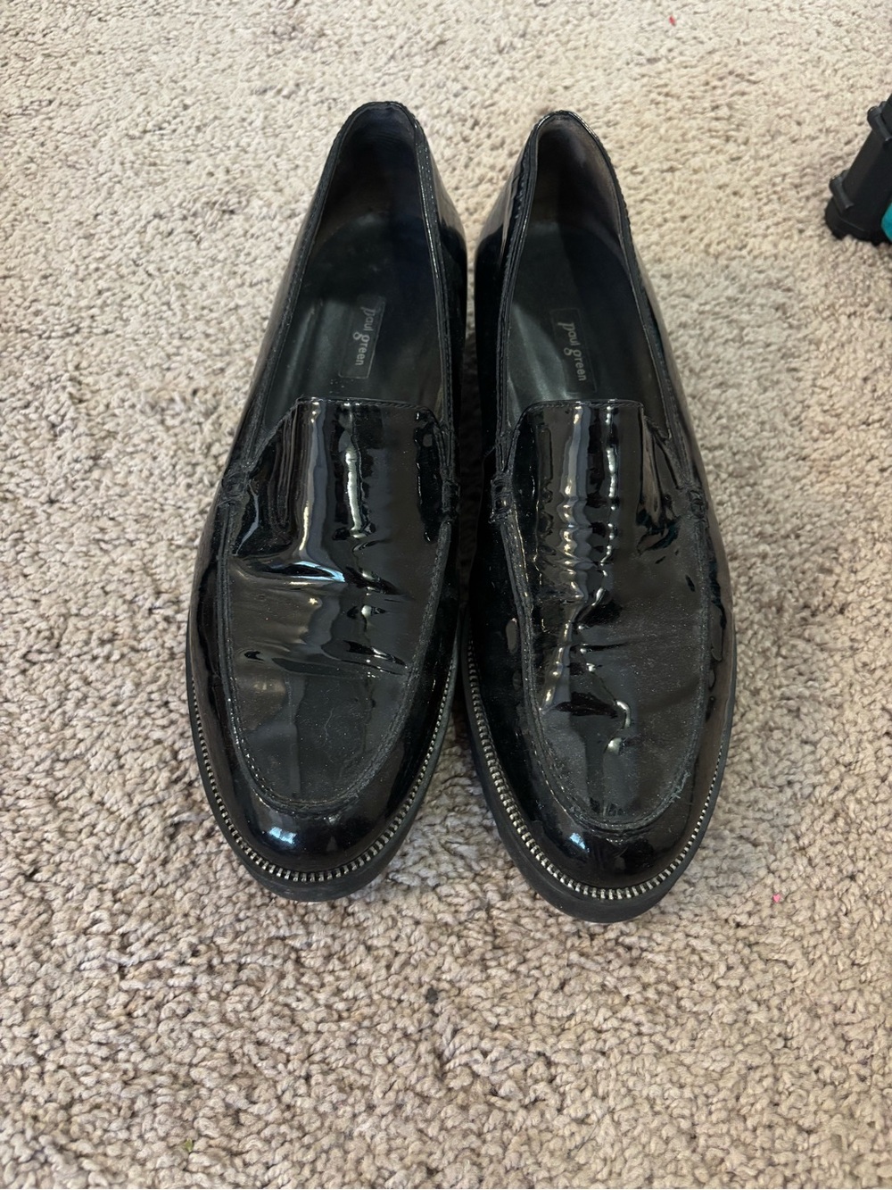 Great Condition Paul Green Black Patent Leather Platform Slip-On Loafers